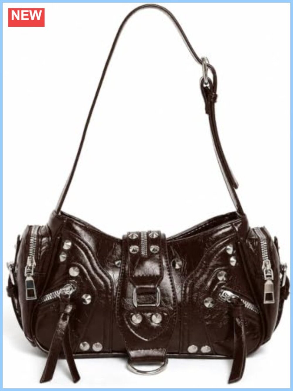 Studded Hobo Shoulder Bag PU Leather Crossbody Purse Y2K